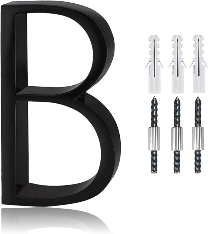 5" Stainless Steel Floating House Number, Metal Modern House Numbers, Mailbox Decor Number with Nail Kit, Coated Black, 911 Visibility Signage (B)