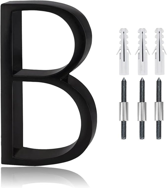 5" Stainless Steel Floating House Number, Metal Modern House Numbers, Mailbox Decor Number with Nail Kit, Coated Black, 911 Visibility Signage (B)