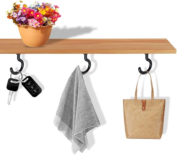 12 Pack Vinyl Coated Ceiling Hooks,Screw-in Mug Hooks,Multi-Function Wall Hooks Kitchen Hooks Cup Hooks for Indoors Outdoors (Black, 1-1/4 Inch)