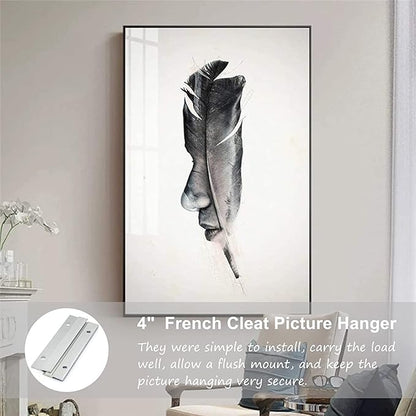 French Cleat Picture Hanger, Aluminum Z Hanger Interlocking Wall Mounting Bracket Hardware Kit Z Clips for Hanging Wall Painting, Mirrors, Panels, Artwork, Cabinet, Whiteboard (4inch-5Pairs)