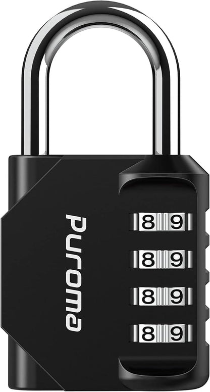 Puroma 1 Pack Combination Lock for Locker 4 Digit Outdoor Waterproof Padlock for School, Gym, Sports, Fence, Toolbox, Gate, Case, Outdoor, Hasp Storage, Cabinets (Black)