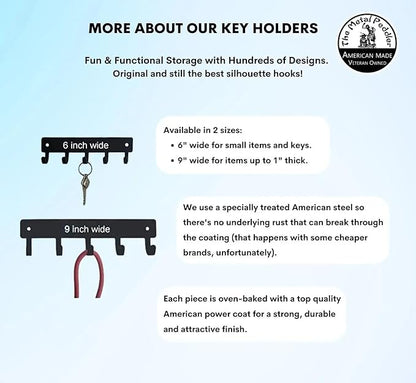 Chihuahua Key Holder for Wall - Small 6 inch Wide with 5 Hooks - Made in USA