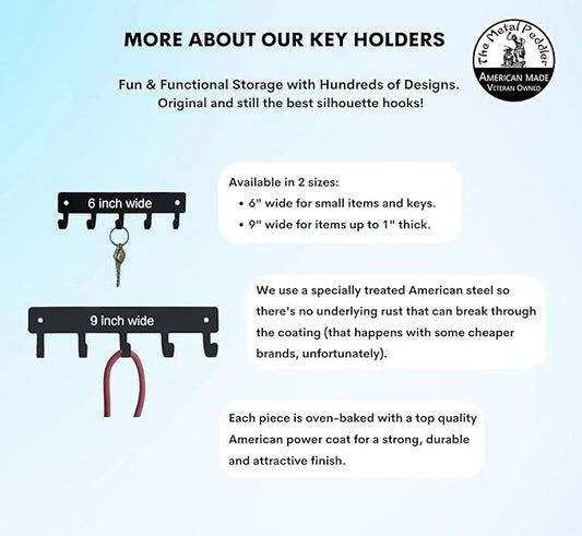 Irish Setter Key Holder for Wall - Small 6 inch Wide with 5 Hooks - Made in USA