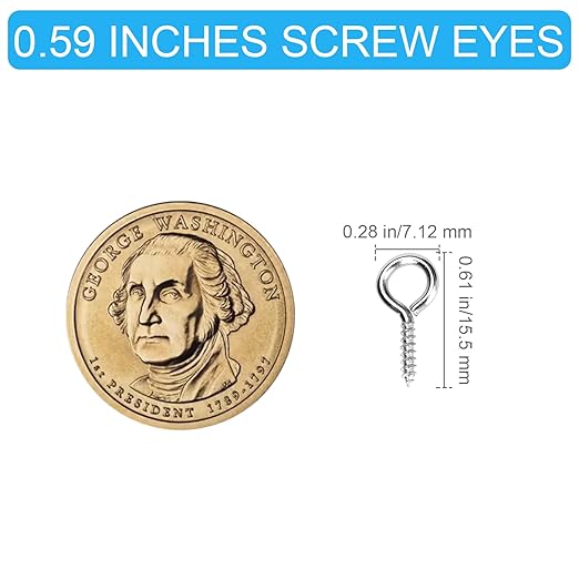 Aovchei Eye Screws, 150PCS 0.59 inches Heavy Duty 304 Stainless Steel Self Tapping Eye Hooks Bolts, Indoor & Outdoor for Hanging Artwork