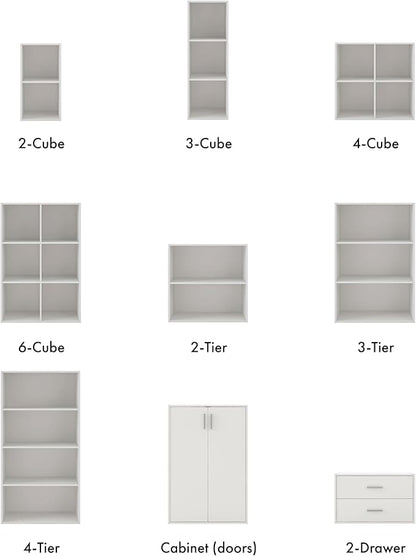 Homes: Inside + Out Apexa 3-Cube Storage Organizer Shelves, Stackable Wood Bookcase Fits Cubby Bins for Organization, Dorm Teen Room Decor & Home Office, White