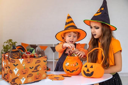 Essme Rectangular Halloween Baskets,Kids Basket Empty with Handles,Cute Baskets for kids Room Decor,Boys and Girls, Candy Bins,( Halloween).