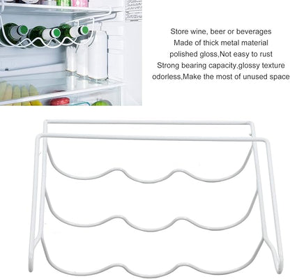 Fridge Wine Rack - Universal Refrigerator Bottle Holder Holds 3 Bottles, White, Inside Appliance