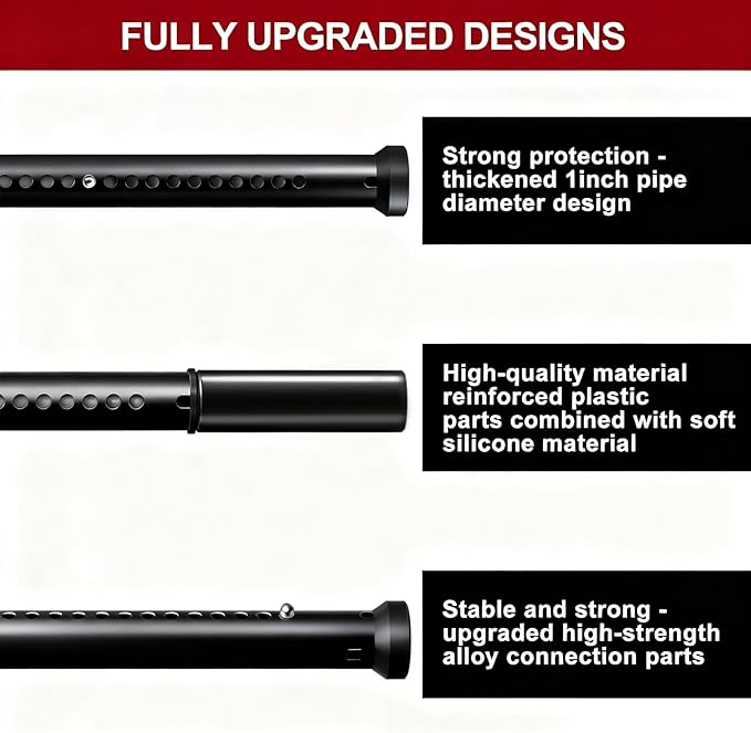 AceMining Sliding Door Security Bar,Heavy Duty Sliding Patio Door Lock Bar, 20-50inch Adjustable Multi-use Window Security Bars, Sliding Door Stopper,Black,1Pack