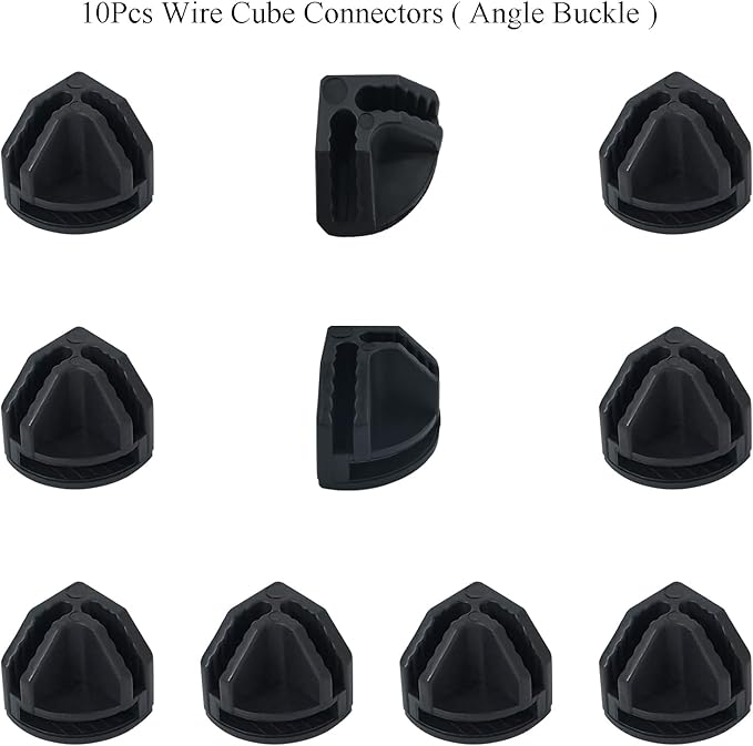 10Pcs Wire Cube Connectors, Black Wire Cube Storage Connectors Corner Wire Grid Cube Shelf Plastic Connectors Clips for Wire Cube Storage Shelving Unit and Modular Closet Organizer, SATONBEYI
