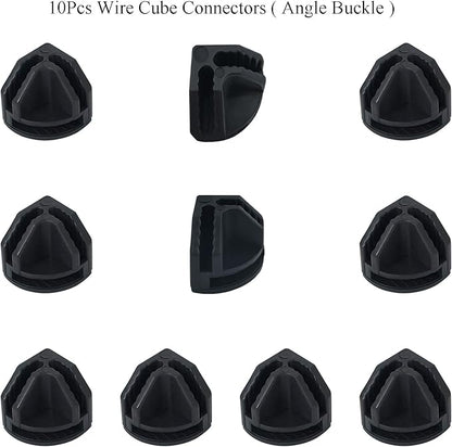 10Pcs Wire Cube Connectors, Black Wire Cube Storage Connectors Corner Wire Grid Cube Shelf Plastic Connectors Clips for Wire Cube Storage Shelving Unit and Modular Closet Organizer, SATONBEYI