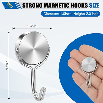 LOVIMAG Magnetic Hooks for Cruise Cabins, 60Lbs Swivel Magnetic Hooks Heavy Duty, Cruise Ship Essentials, Locker Accessories, Magnetic Hook for Classroom, Refrigerator, Hanging, Grill -15 Pack
