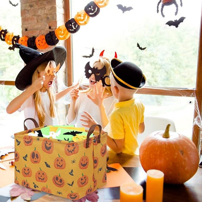 Rectangular Halloween Basket,Trick or Treat Basket for Boys and Girls,Waterproof collapsible storage box,Halloween Decor,Gift box(Halloween pumpkin)
