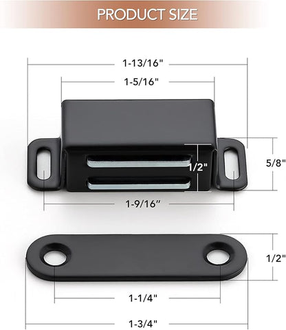 Ravinte 6 Pack Black Magnetic Door Catch, Matte Black Cabinet Magnets, Strong Magnetic Catch Latch for Kitchen Cabinets, Drawers & Cupboards, Stainless Steel Closures
