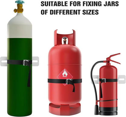 Propane Tank Holder,Gas Cylinder Holder Wall-Mounted Bracket Propane Tank Bracket with Screws and Safety Belt (1)