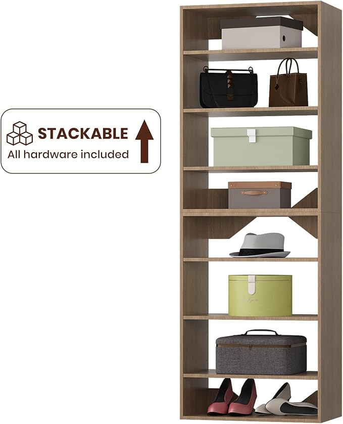 ROOMTEC 31.5" Shelf Short Tower Closet Unit, Modular Closet System with Shelf, Wardrobe Organizer for Bedroom or Walk-in Closet, Wall Mounted, Customizable Clothes Storage Unit, Wood