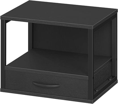 HOOBRO 2-Tier Desktop Printer Stand with Drawer, Under-Desk Printer Table with Storage Shelf, for Home Office, Kitchen, Fax Machine, Scanner, Black BB07PS01
