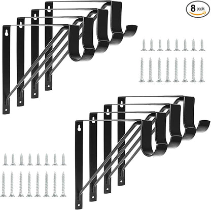 8 Pack Heavy Duty Closet Shelf & Rod Brackets, Wall Mounted Closet Shelf Brackets, 11 x 10.2 Inch Closet Shelf Brackets with Rod Support, Black
