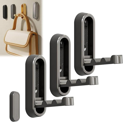 Heavy Duty Wall Hooks - 3pcs Grey Metal, Matte Black Finish, No Drill Wall Mount, Suitable for Bathroom, Coats, Towels, Offices