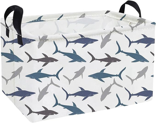 Essme Rectangular Kids Basket,Shark Baskets with Handles for Boys Room Decor,Toy Bins for Kids,Gifts Box,Shelf Basket,Toy Organizer(Shark)