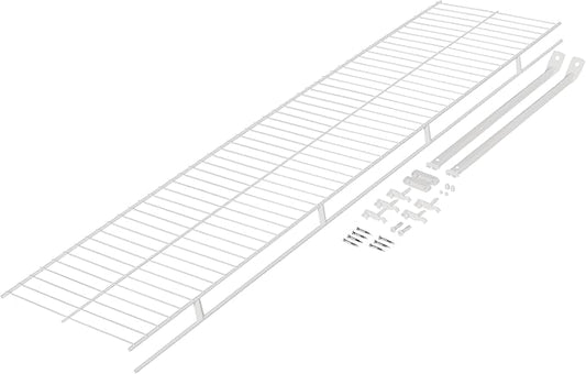 Rubbermaid Direct Wall Mount Closet Shelf, 4 Ft. Wide, Mounting Hardware Kit Included, White, Wire Shelving Organizer System for Home/Laundry/Bathroom/Mudroom/Pantry/Linen Closet