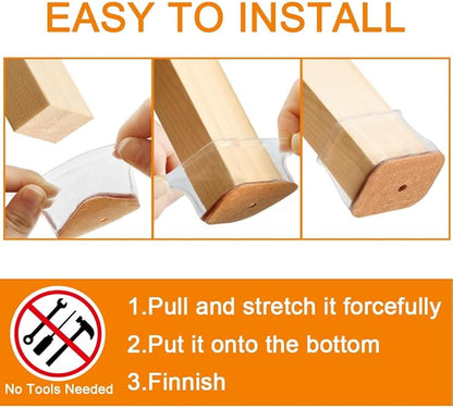 24 Pcs Chair Leg Floor Protectors for Hardwood Floors Rectangle Silicone Covers to Protect Wood Tile Floors Felt Pads Furniture Leg Caps Reduce Noise (Fit L:2" to 2-1/2",W:1" to 1-1/2")