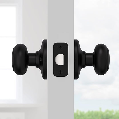 Kwikset Cove Interior Passage Door Knob, Handle For Closet and Hallway Doors, Non-Locking Doorknob, Matte Black