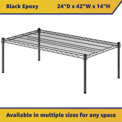 24" x 42" x 14" Black Epoxy Wire Storage Shelf, Dunnage Rack, Commercial 1 Tier Small Shelf