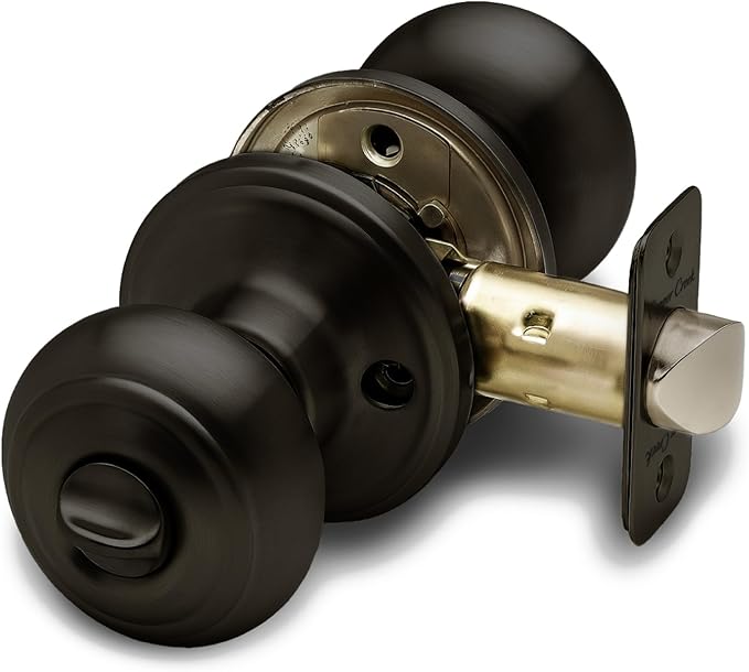 Copper Creek Colonial Privacy Interior Door Knob – ANSI Grade-3 Certified, Modern Heavy Duty Handle, Easy Install and Reversible for Bedroom, Bathroom and Closets – Tuscan Bronze (1 Pack)