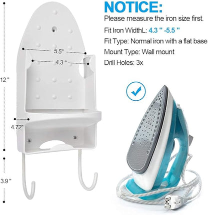 Ironing Board Hanger Wall Mount Iron Hanger Ironing Board Rack Electric Iron Holder Household Bathroom Shelf - for Max 5 inch Width