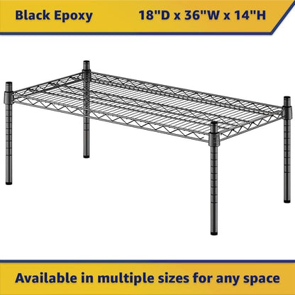 18" x 36" x 14" Black Epoxy Wire Storage Shelf, Dunnage Rack, Commercial 1 Tier Small Shelf