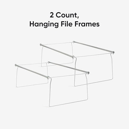 Smead Steel Hanging File Folder Frames, 2 Count, Gray, Adjustable Depth 23" to 27", Legal Size (64873)