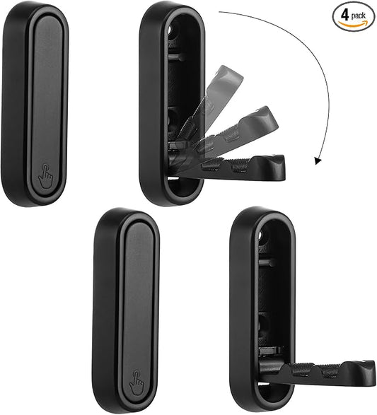 Folding Coat Hooks, 4 Pcs Foldable Black Wall Hooks Heavy Duty Foldable Hook Bathroom Towel Hooks Robe Hooks Wall Mounted for Hanging Coat Towels Clothes Hat Bags Keys