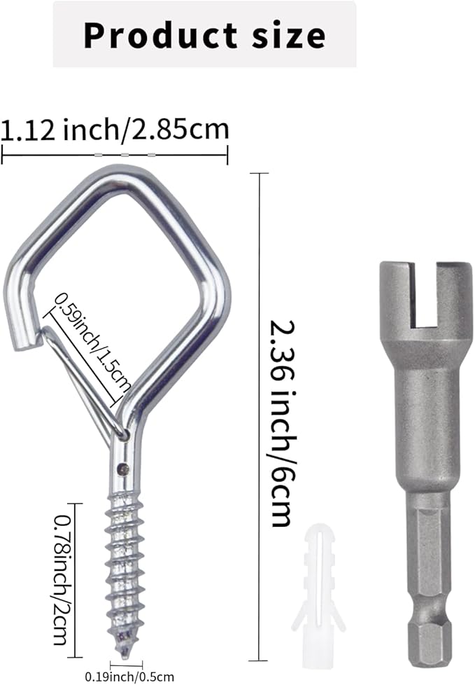 35PCS Eye Screw Hooks for Hanging Heavy Duty with Safety Buckle.Metal Ceiling Hooks for Hanging Plants,Cup,Wind Chime,Bird Feeders,String Lights at Indoor&Outdoor,2.36 Inches Silver