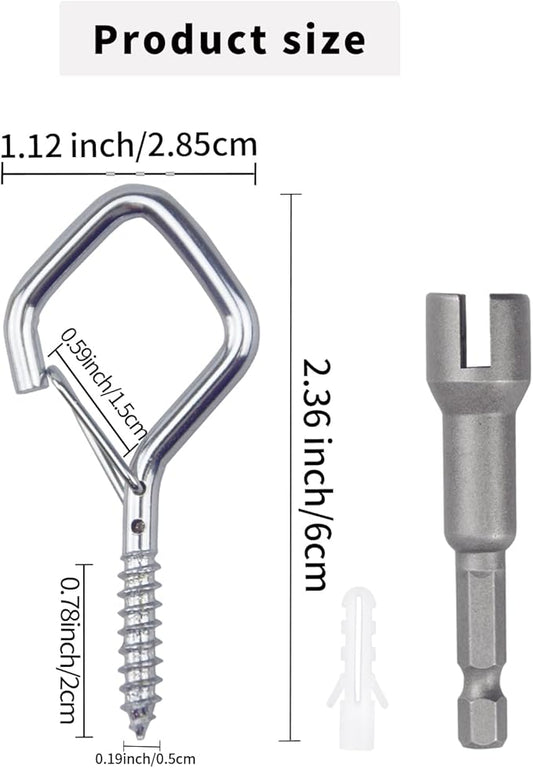 50 PCS Sliver Eye Screw Hooks for Hanging Heavy Duty with Safety Buckle.Metal Ceiling Hooks for Hanging Plants Cup Wind Chime Bird Feeders Patio Lights at Indoor&Outdoor