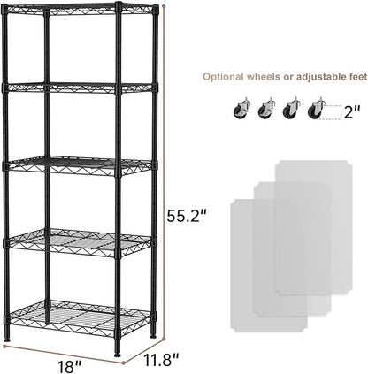 SINGAYE 5 Small Wire Shelves Kitchen Pantry Close Home Organizers and Storage Bathroom Shelf Laundry Room Organization Adjustable Book Metal Garage Shelving Unit