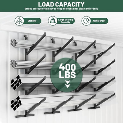 Yeeoy 4 Pack Shipping Container Shelving Brackets, 4 Tier Shipping Container Shelves, Steel Pipe Rack, Heavy Duty Adjustable Shelf Brackets for Containers Warehouse Garage, 18" L x 64" H