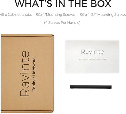 Ravinte 45 Pack Slim Square Bar Drawer Handles - 3-3/4 Inch Center to Center - Matte Black Cabinet Pulls