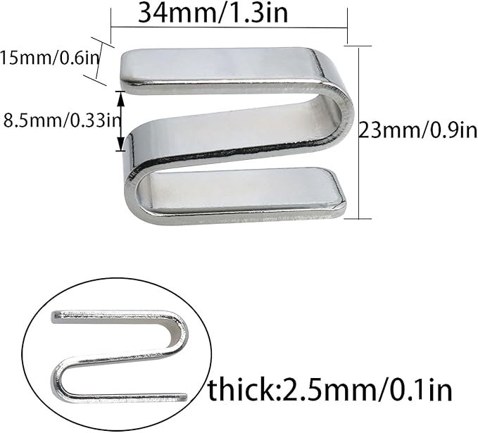 6PCS Wire Shelf S-Hooks W15xH34mm Chrome Plated for Shelf Racks Shelves Cookware Racks Tool Racks Warehouses Shopping Malls Garden Places