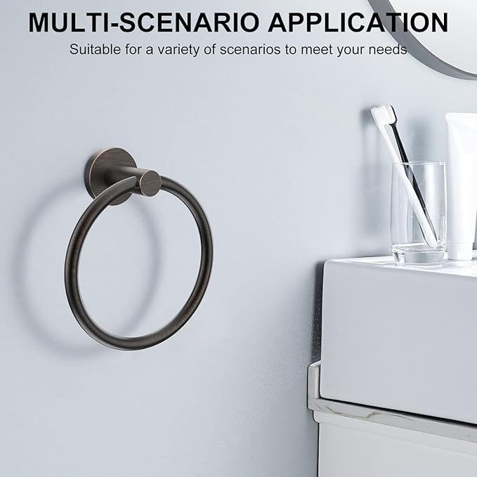 SetSail Towel Holder Stainless Steel Towel Ring for Bathroom Wall Screw-in Hand Towel Holder 3 Packs Towel Hanger for Bathrooms Oil Rubbed Bronze