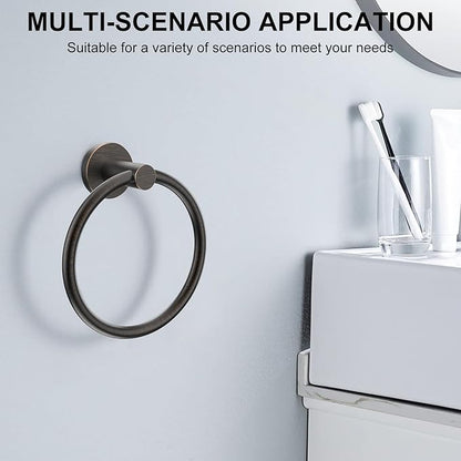 SetSail Towel Holder Stainless Steel Towel Ring for Bathroom Wall Screw-in Hand Towel Holder 3 Packs Towel Hanger for Bathrooms Oil Rubbed Bronze