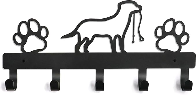 PET ARTIST Dog Leash Holder for Wall, Metal Dog Leash Hooks for Wall Decorative, Dog Leash Hanger Organizer Wall Mount with 5 Hooks, Dog Stuff Storage Organizer for Key Holder Dog Collar and Leash Set