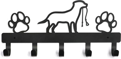 PET ARTIST Dog Leash Holder for Wall, Metal Dog Leash Hooks for Wall Decorative, Dog Leash Hanger Organizer Wall Mount with 5 Hooks, Dog Stuff Storage Organizer for Key Holder Dog Collar and Leash Set