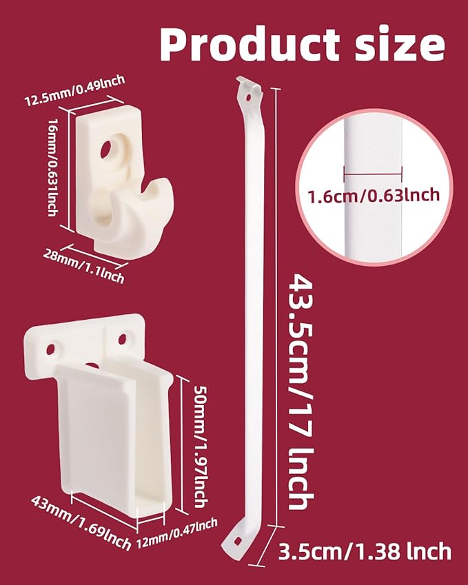 30 Count Down Wall Clips: Heavy Duty Plastic Wire Shelf Brackets Loop Clips with Screws and Expansion Tubes Compatible with Wire Closet Shelving(only Include 30Sets Clips)