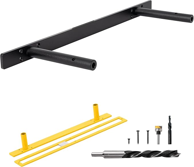 Floating Shelf Brackets, 22 inch Premium Kit, Matte Black, Alloy Steel, Wall Mount