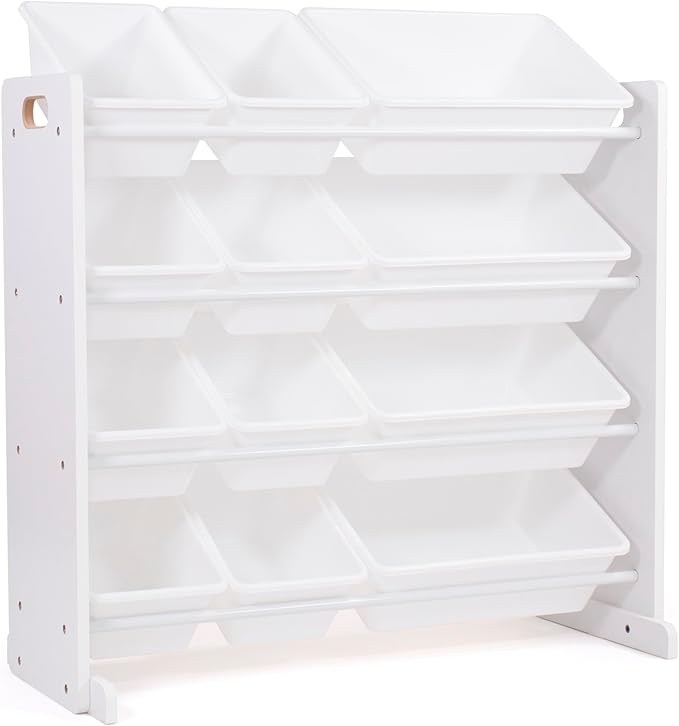 Humble Crew Kids Toy Storage Organizer with 12 Plastic Bins, White – Removable Bins for Playroom, Bedroom, Toddler Furniture for Boys and Girls Ages