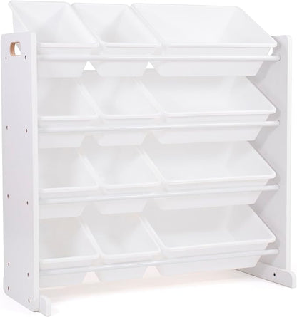 Humble Crew Kids Toy Storage Organizer with 12 Plastic Bins, White – Removable Bins for Playroom, Bedroom, Toddler Furniture for Boys and Girls Ages