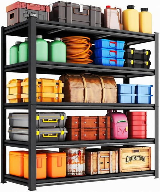 78''H Metal Garage Shelving Unit ,5-Tier Garage Storage Shelves Heavy Duty，Adjustable 2500 lbs Shelf, Upgraded Reinforced Double-Layer Columns for Basement Kitchen Laundry Room Pantry Rack 39''W*16''D