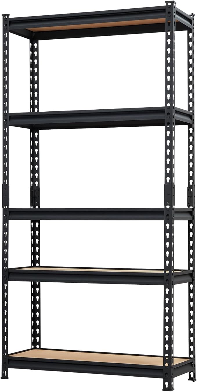 Garage Shelving Heavy Duty Storage Shelves 2000Lbs Capacity, 5 Tier Adjustable Metal Shelving Unit 48" W x 18" D x 72" H, Industrial Utility Rack for Kitchen Pantry