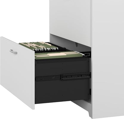 Bush Home Cabot 2 Drawer Lateral File Cabinet in White, Home Office Chest for Letter, Legal, and A4-size Document Storage