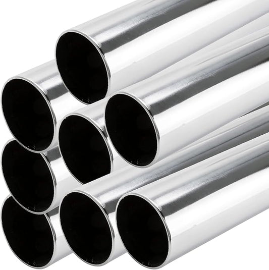 94" HEAVY DUTY Round Closet Rod | 32mm Diameter | Polished Chrome Clothes Pole | 8 Pack